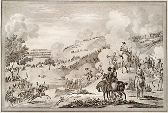 Battle of the Arapiles (Salamanca), 22 July 1812 — engraving: columns on the heights, artillery smoke; Marmont, Wellington, Peninsular War
