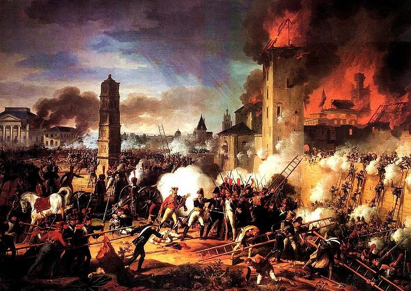 Charles Thévenin, Il maresciallo Lannes alla battaglia di Ratisbona (1810) — assalto notturno alle mura, scale, incendi e torre in fiamme; 23 aprile 1809, palazzo di Versailles